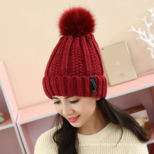 Womens Unisex Autumn Winter Warm Knitted Twisted Cable POM POM Caps Beanie Braided Hat (HW123)